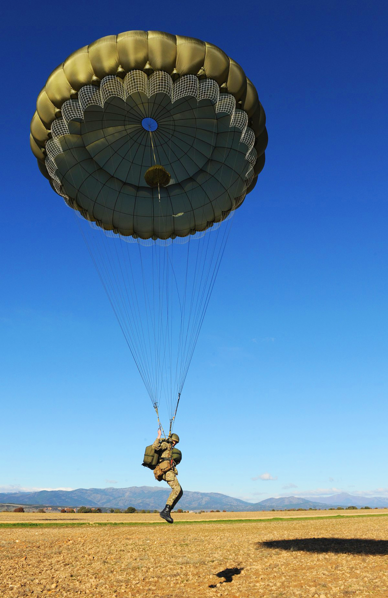 Paratrooper at Spanish drop zone during Exercise Iberian Eagle smaller